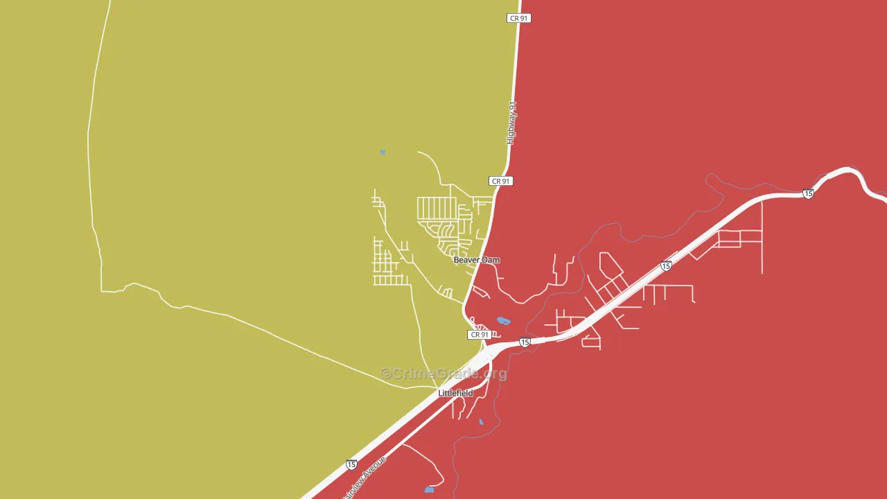 Beaver Dam, AZ Map of Burglary Rates