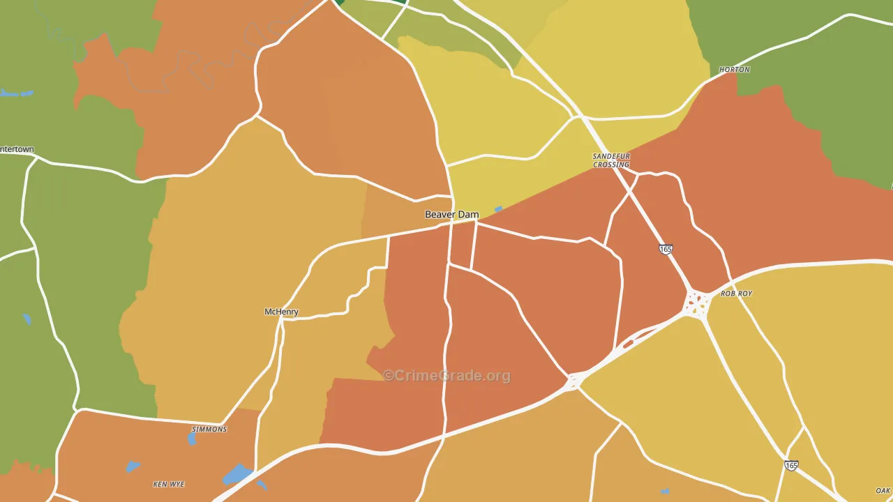 Beaver Dam, KY Map of Burglary Rates