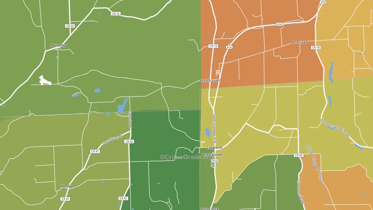 Beaver Dams, NY Map of Burglary Rates