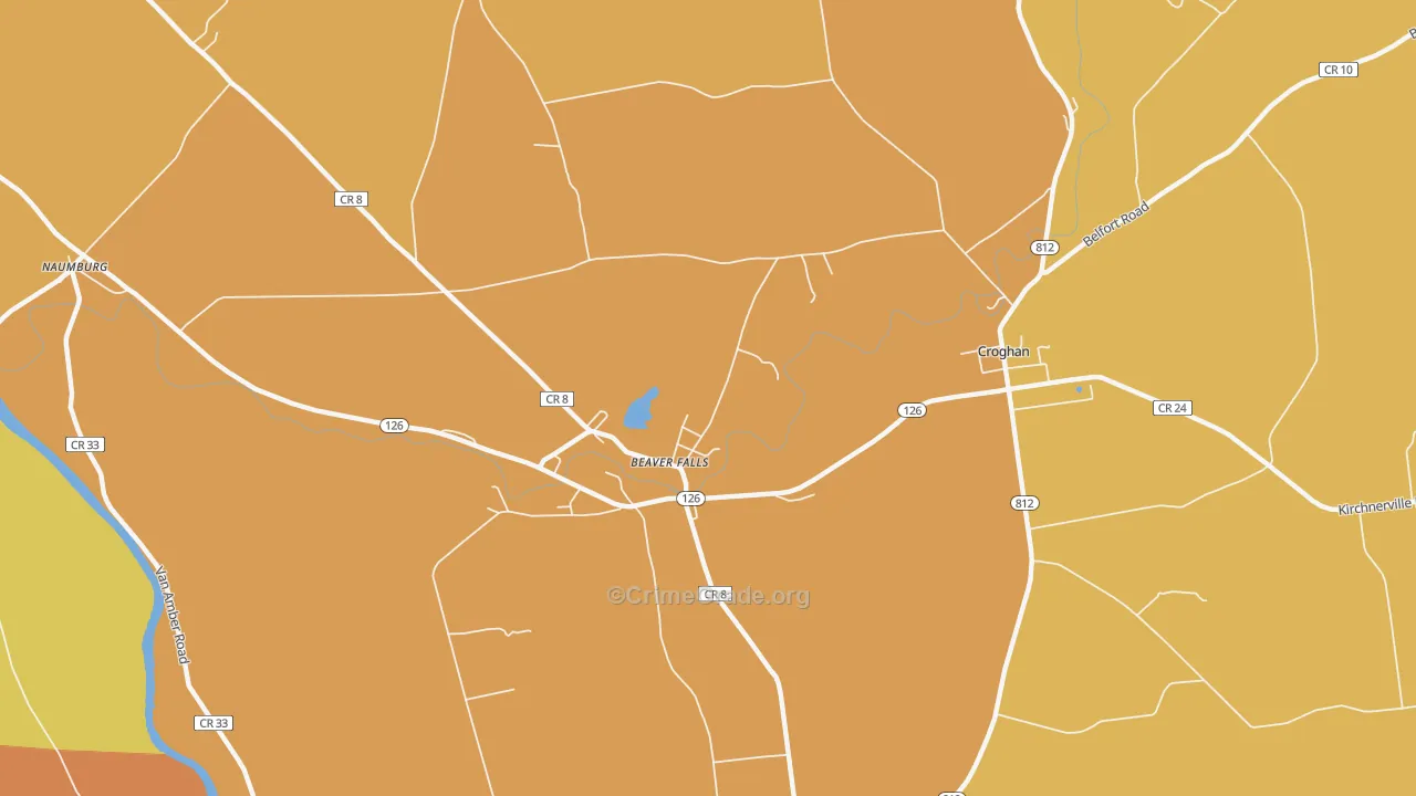 Beaver Falls, NY Map of Burglary Rates