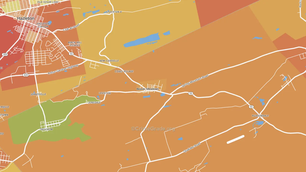 Beaver Meadows, PA Map of Burglary Rates