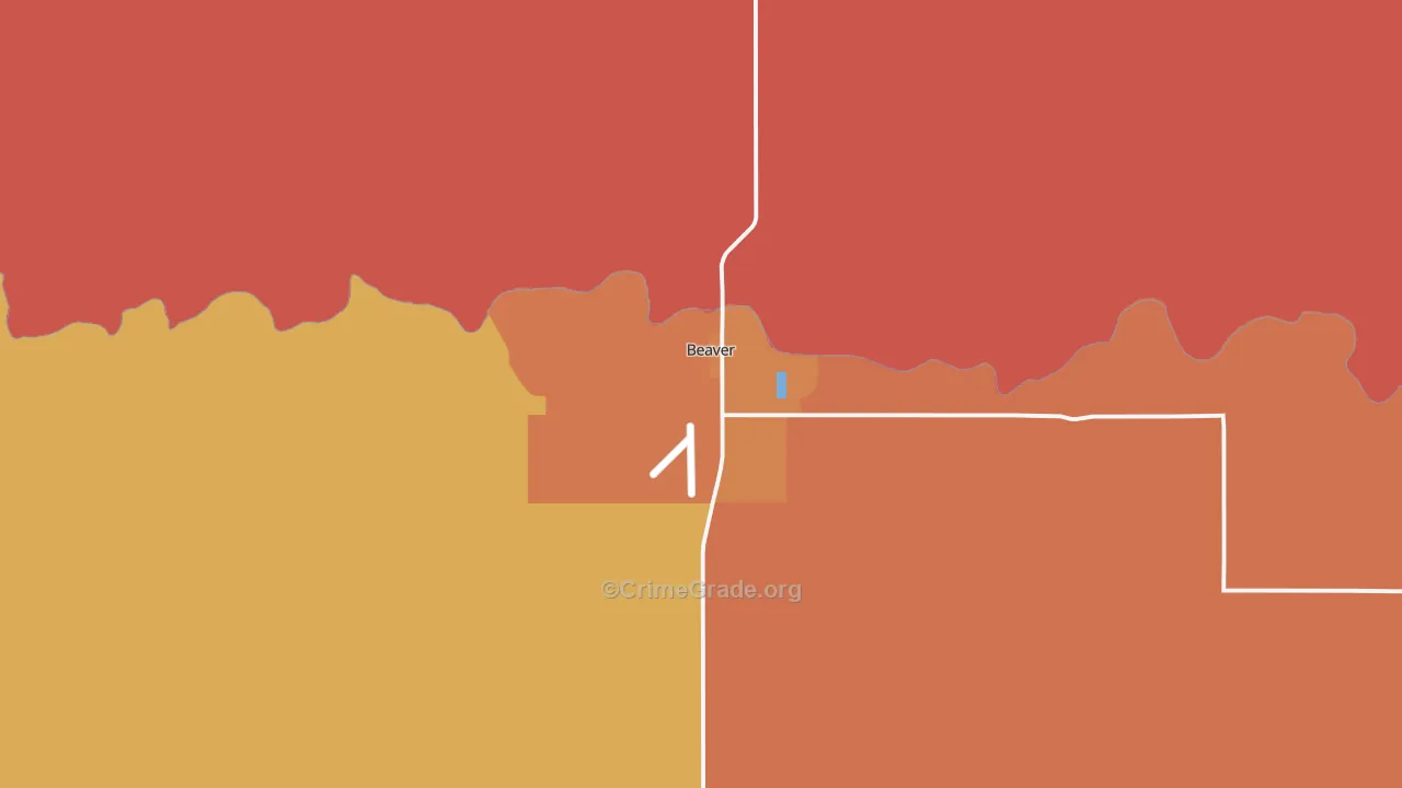 Beaver, OK Map of Burglary Rates