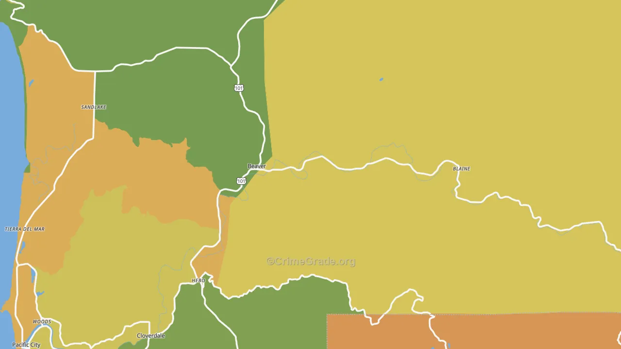 Beaver, OR Map of Burglary Rates