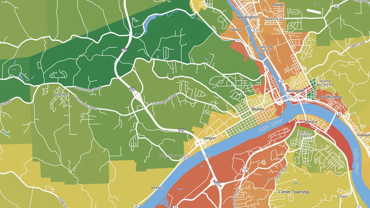 Beaver, PA Map of Burglary Rates