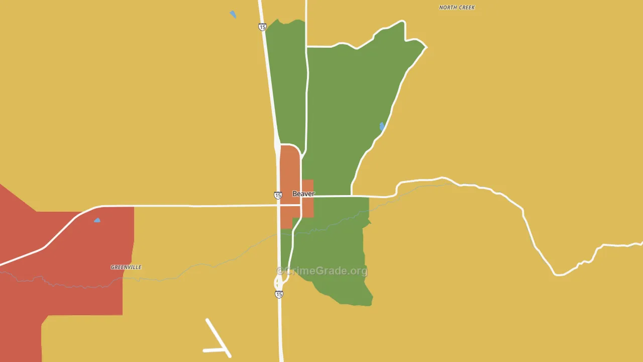 Beaver, UT Map of Burglary Rates