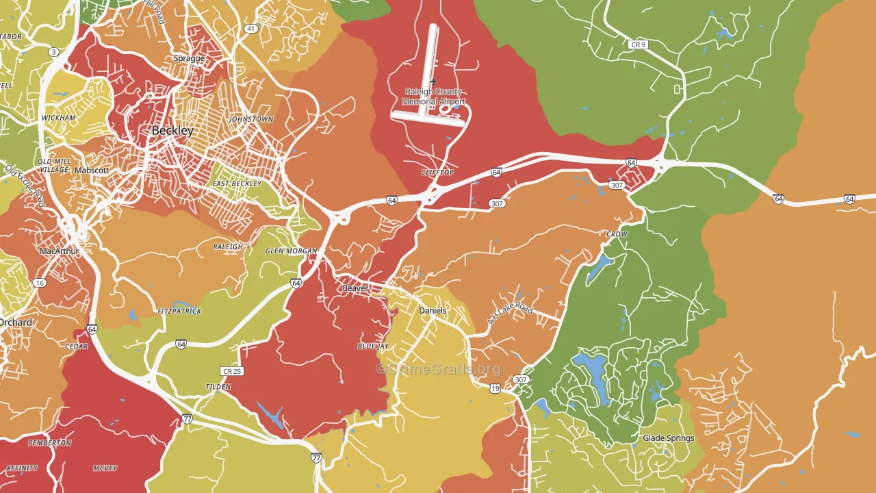 Beaver, WV Map of Burglary Rates