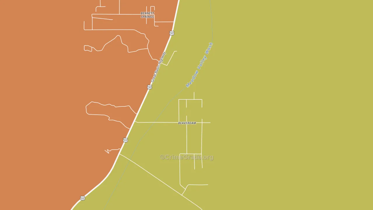 Beaverdam, NV Map of Burglary Rates