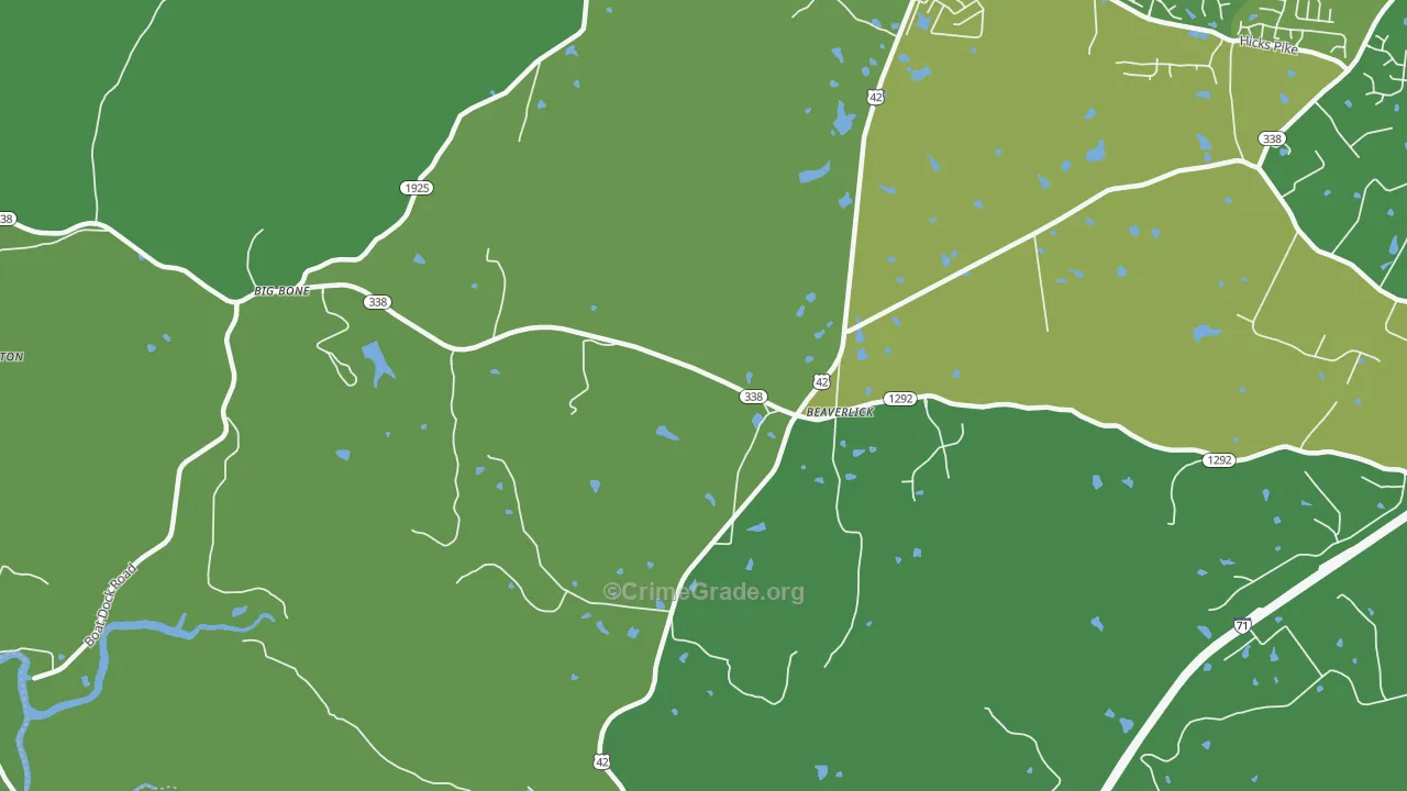 Beaverlick, KY Map of Burglary Rates