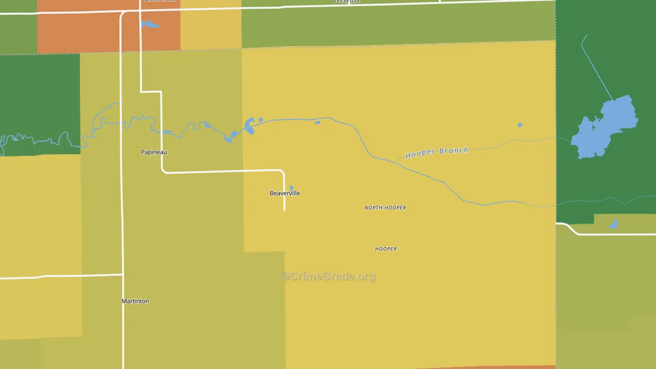 Beaverville, IL Map of Burglary Rates