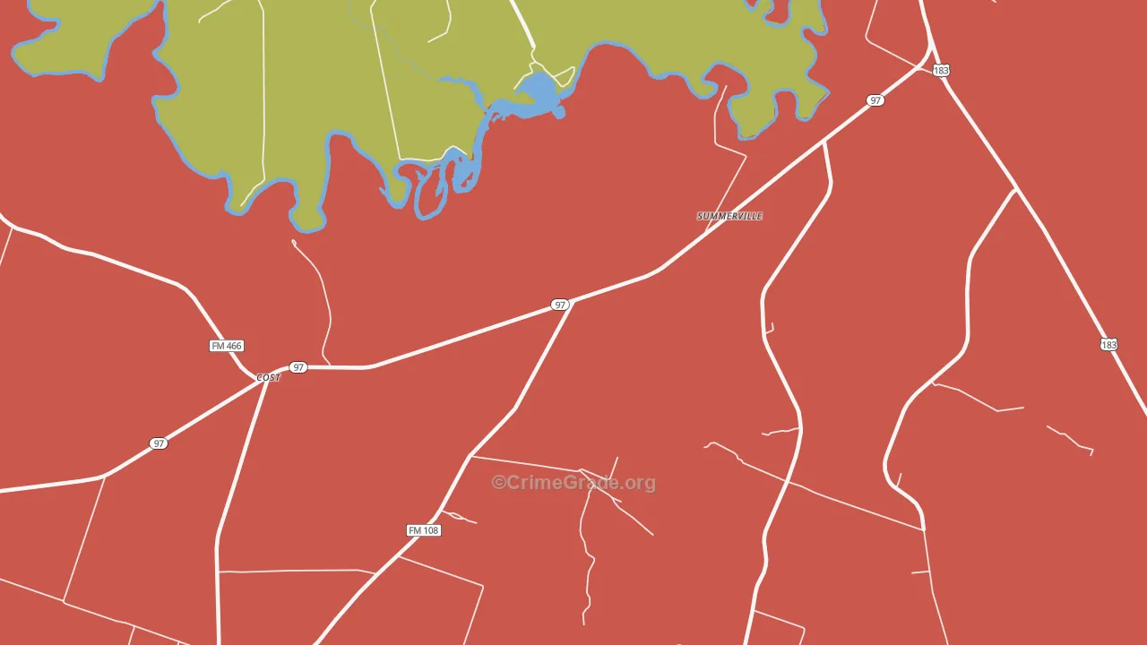 Bebe, TX Map of Burglary Rates