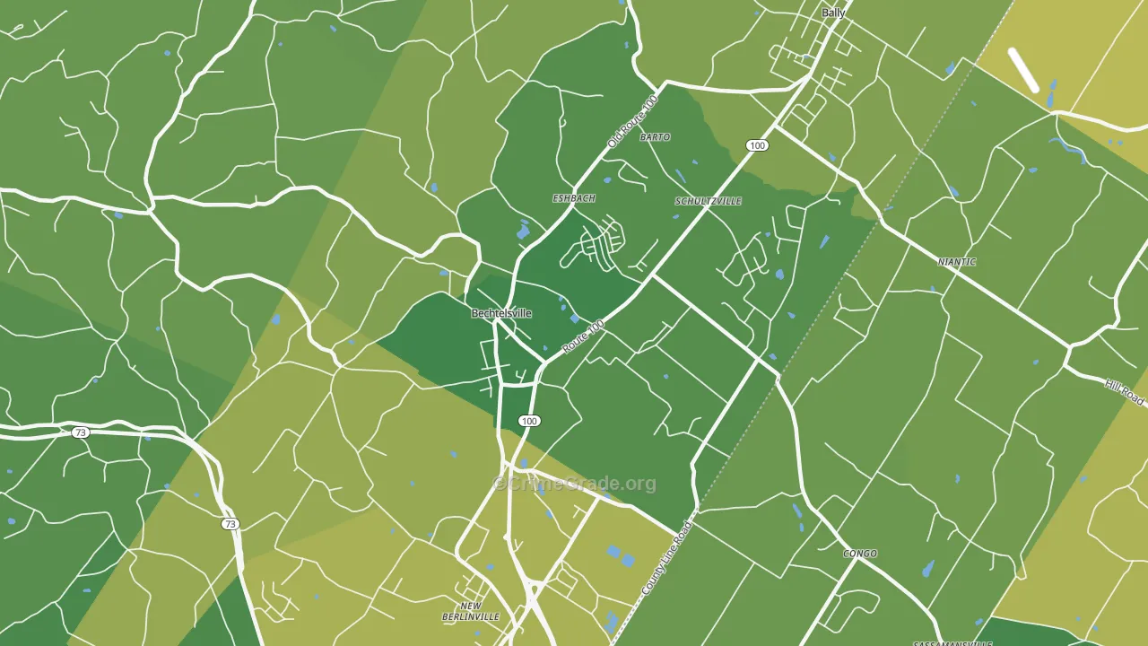 Bechtelsville, PA Map of Burglary Rates