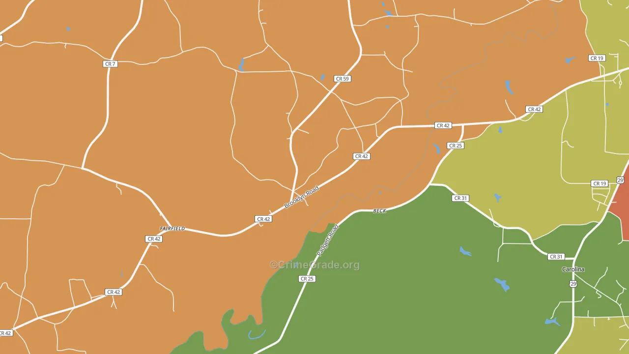 Beck, AL Map of Burglary Rates