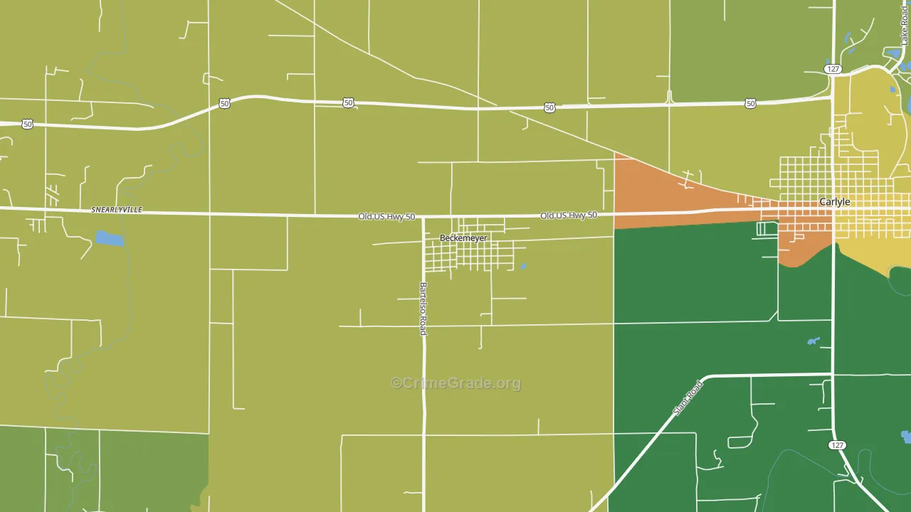 Beckemeyer, IL Map of Burglary Rates