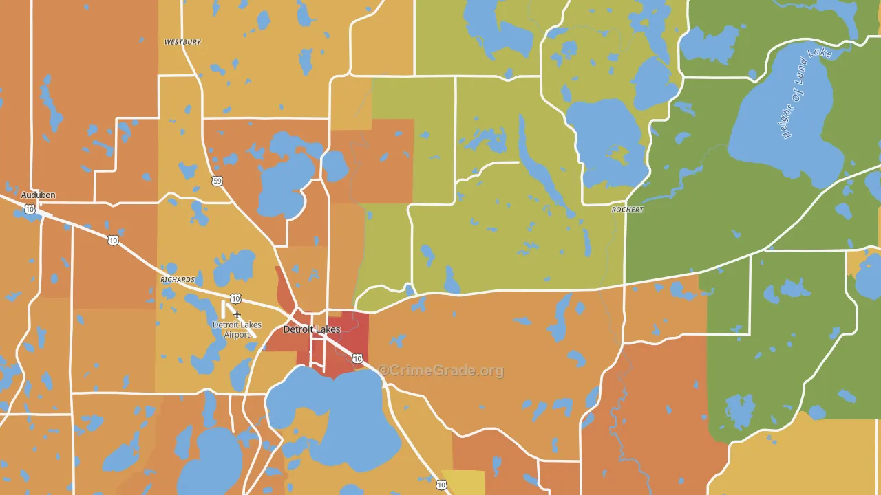 Becker County, MN Map of Burglary Rates