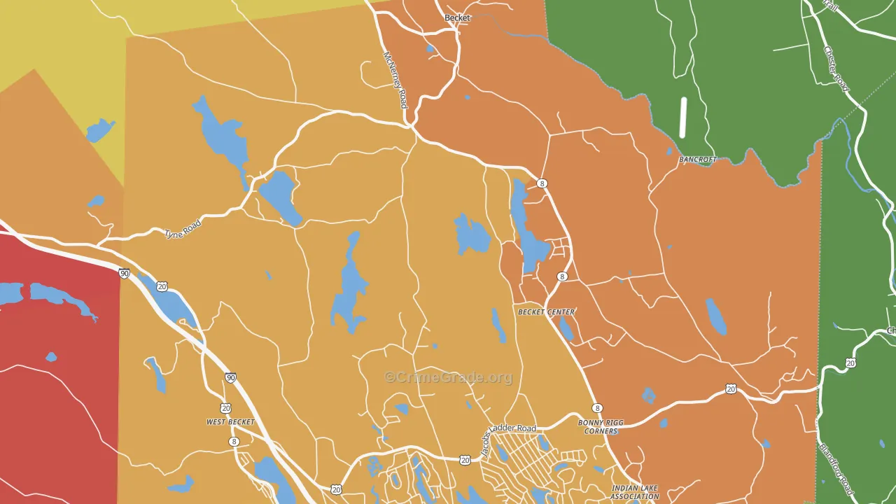 Becket, MA Map of Burglary Rates