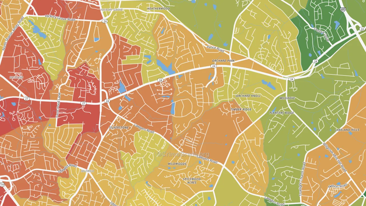 Becton Park, Charlotte, NC Map of Burglary Rates