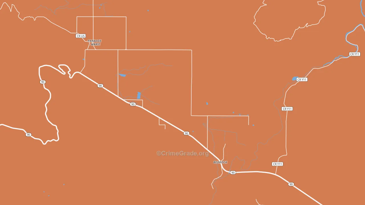 Bedrock, CO Map of Burglary Rates