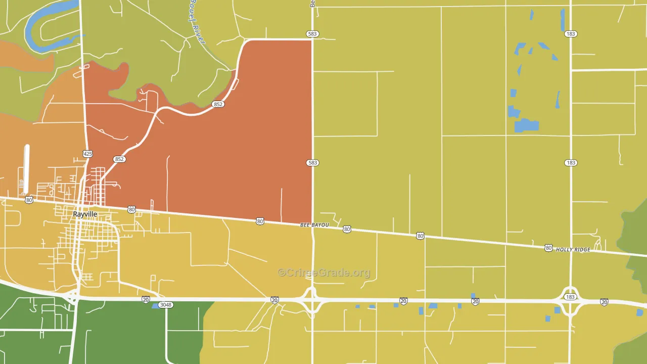 Bee Bayou, LA Map of Burglary Rates