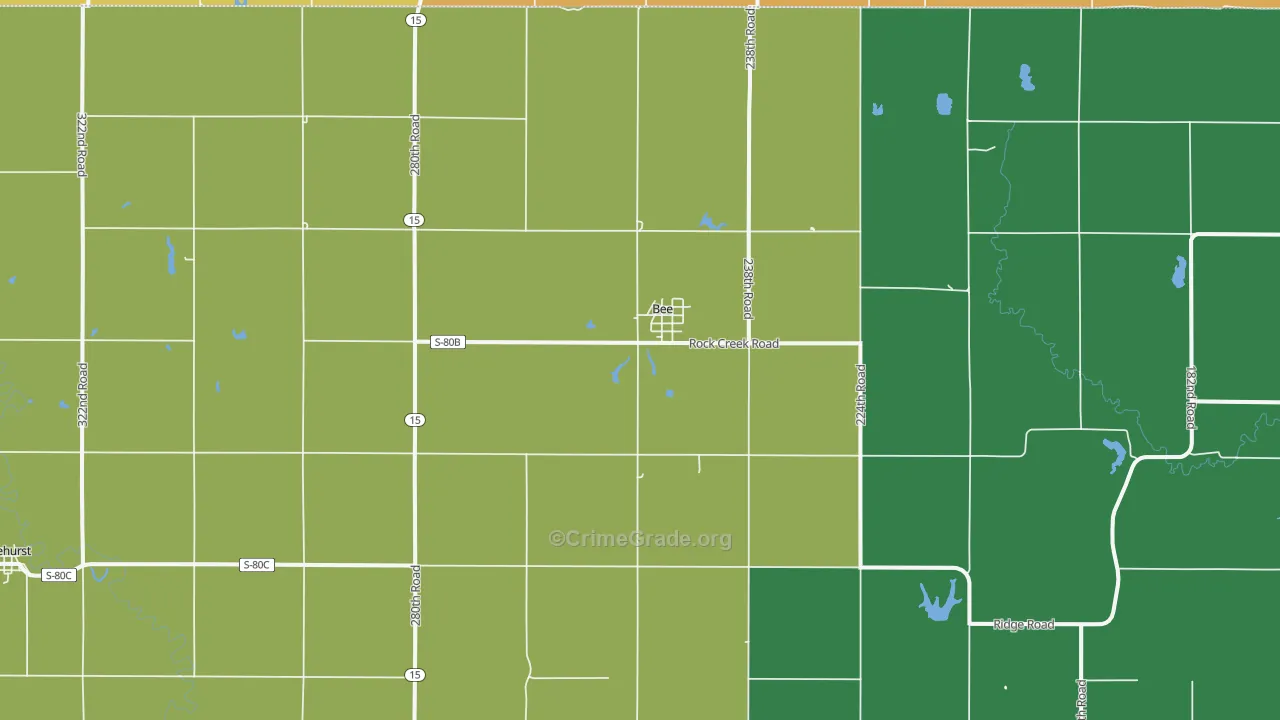 Bee, NE Map of Burglary Rates