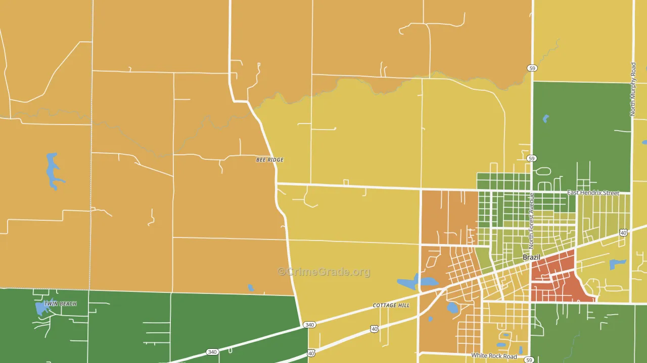 Bee Ridge, IN Map of Burglary Rates