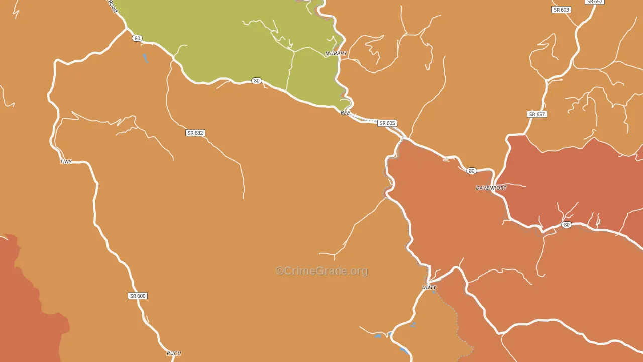 Bee, VA Map of Burglary Rates