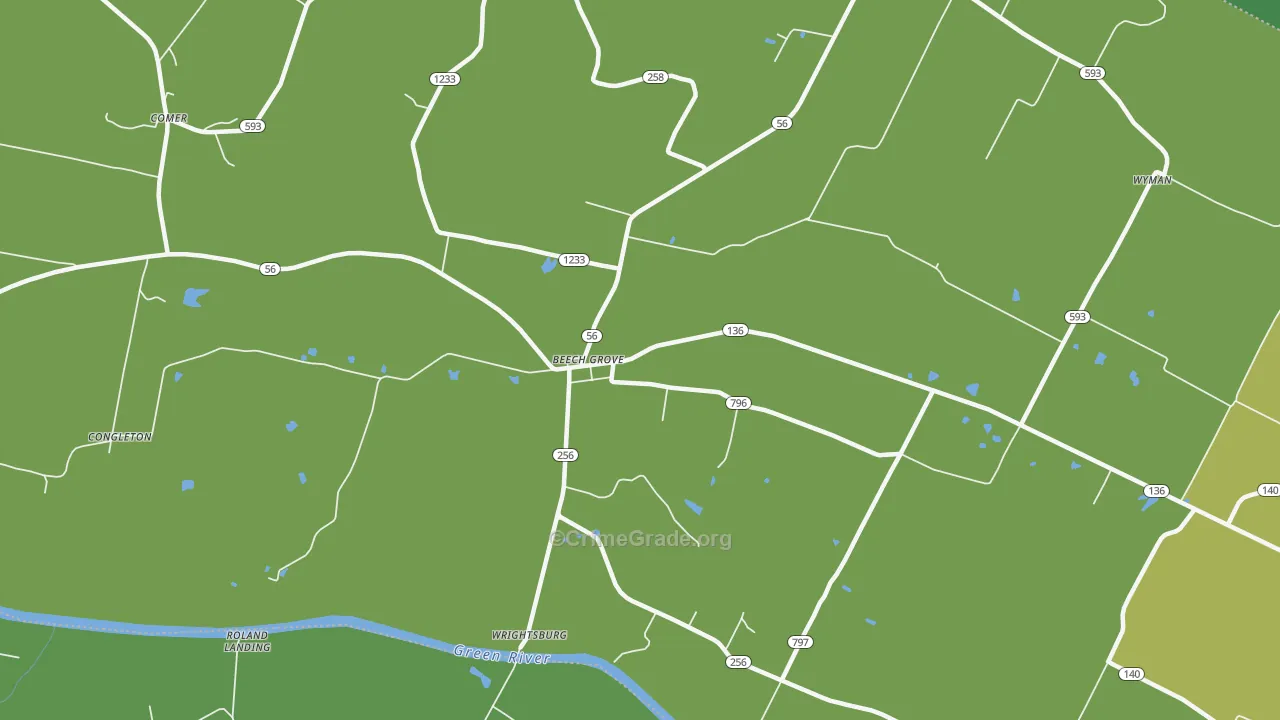 Beech Grove, KY Map of Burglary Rates