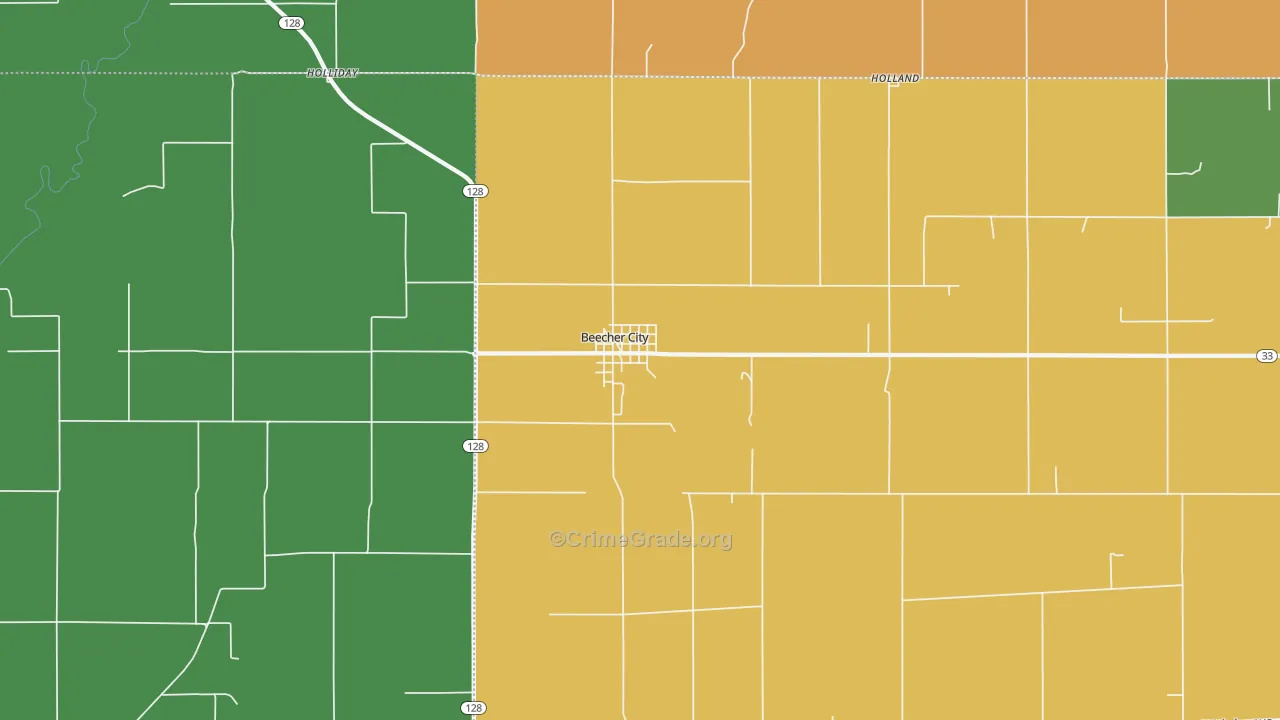 Beecher City, IL Map of Burglary Rates