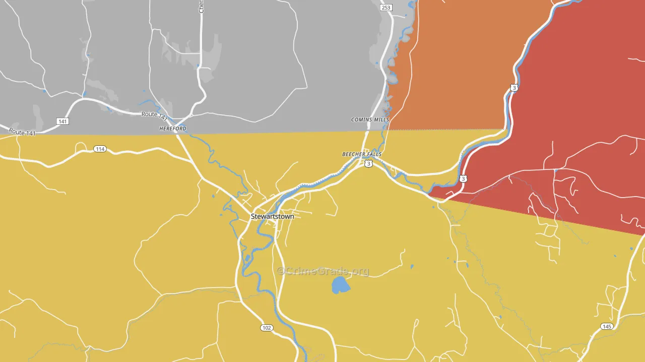 Beecher Falls, VT Map of Burglary Rates