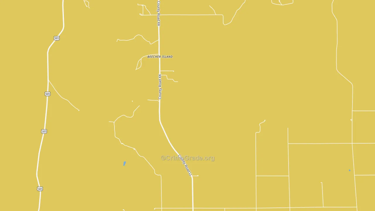 Beecher Island, CO Map of Burglary Rates
