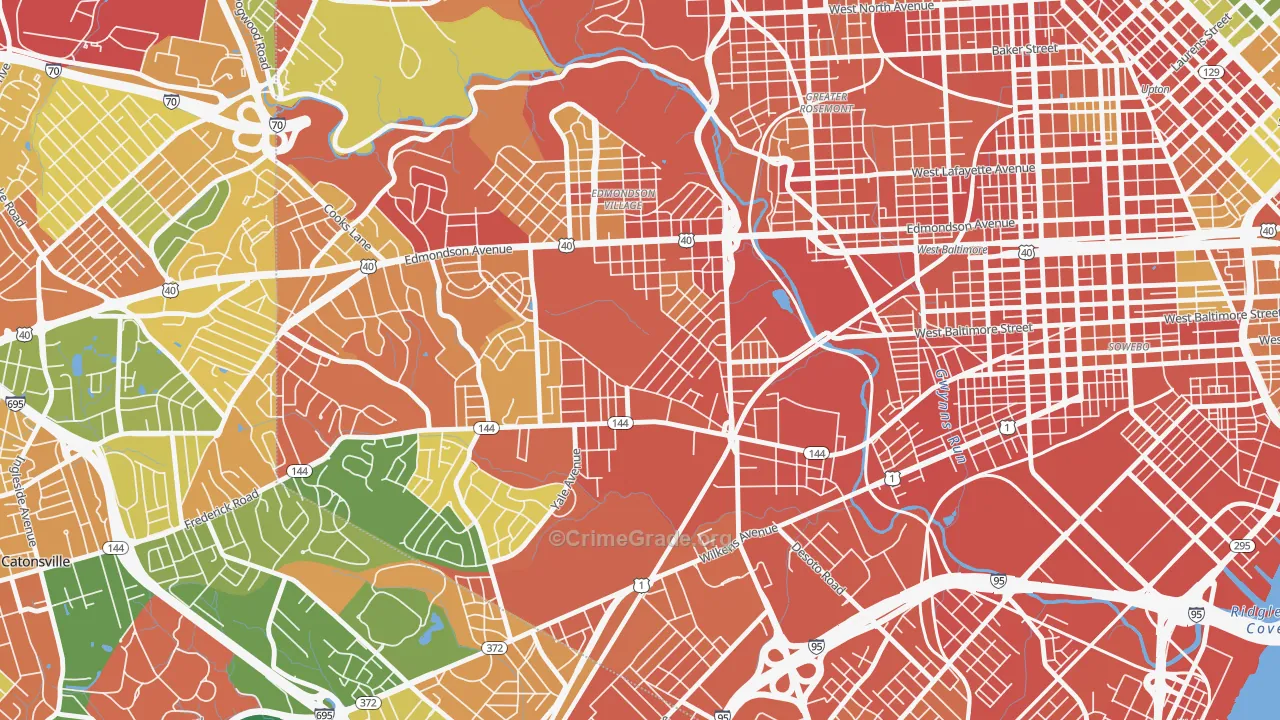 Beechfielf-Irvington Area, Baltimore, MD Map of Burglary Rates