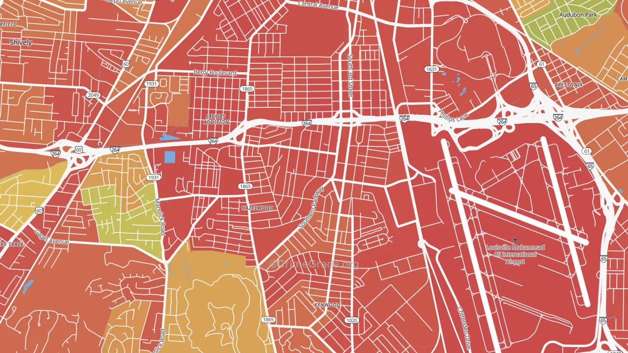 Beechmont, Louisville, KY Map of Burglary Rates