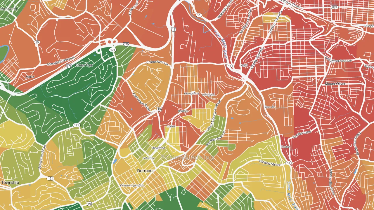 Beechview, Pittsburgh, PA Map of Burglary Rates