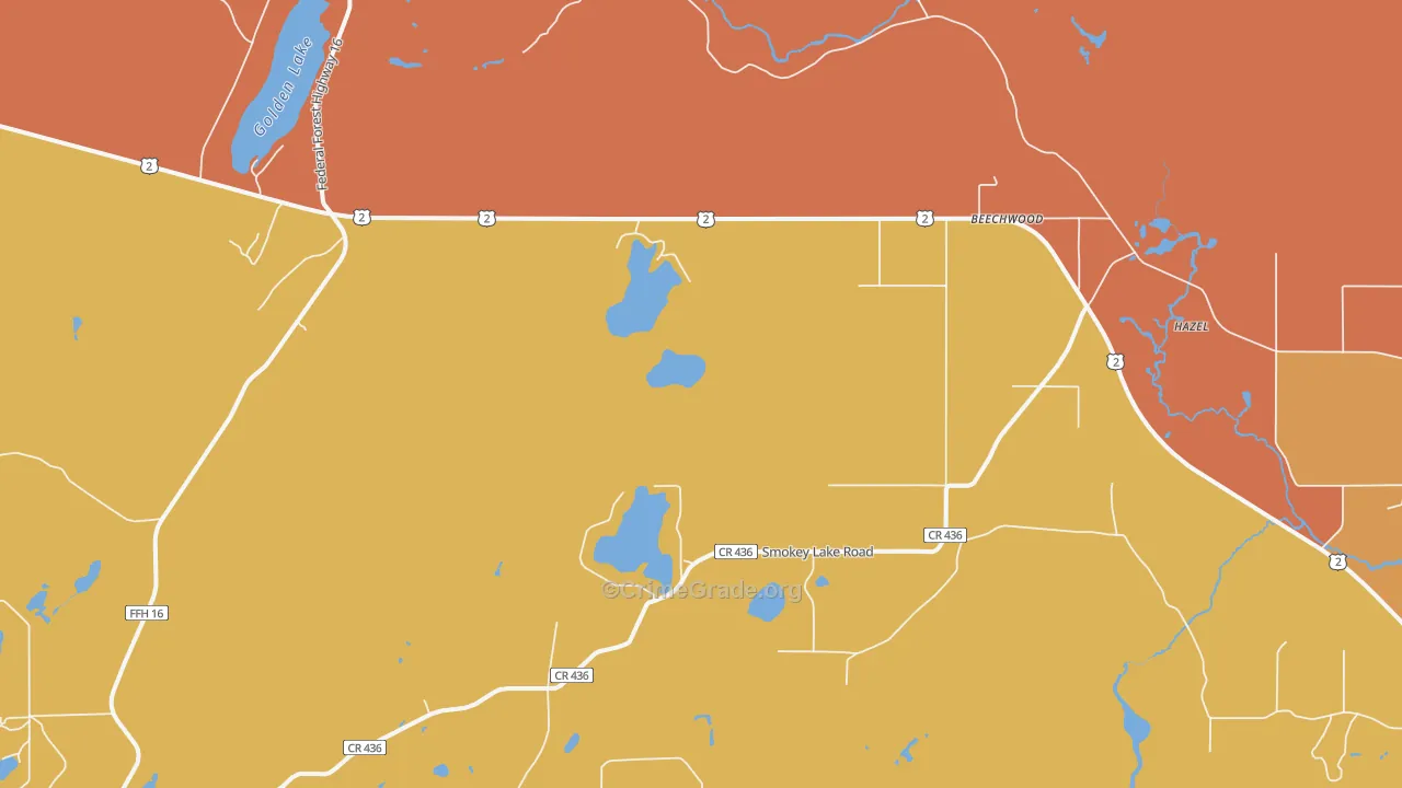 Beechwood, MI Map of Burglary Rates