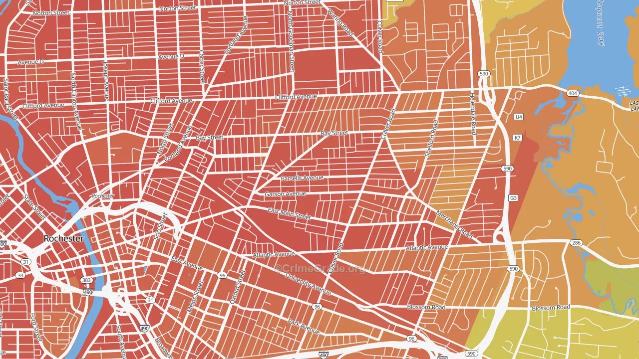 Beechwood, Rochester, NY Map of Burglary Rates