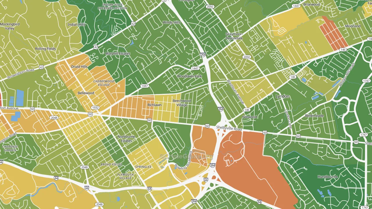 Beechwood Village, KY Map of Burglary Rates