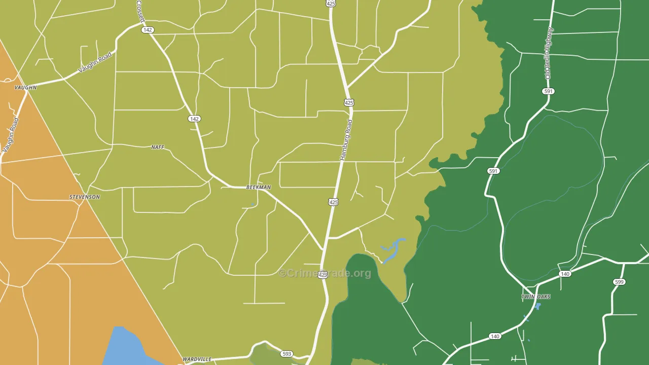 Beekman, LA Map of Burglary Rates