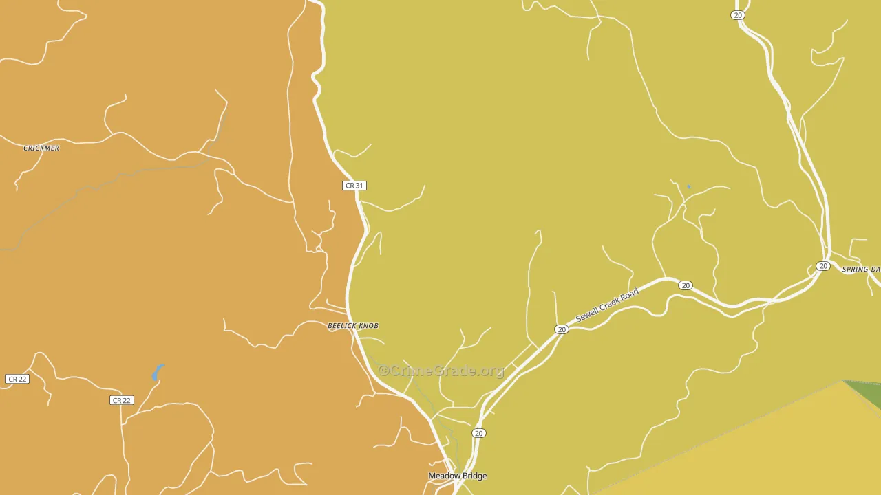Beelick Knob, WV Map of Burglary Rates