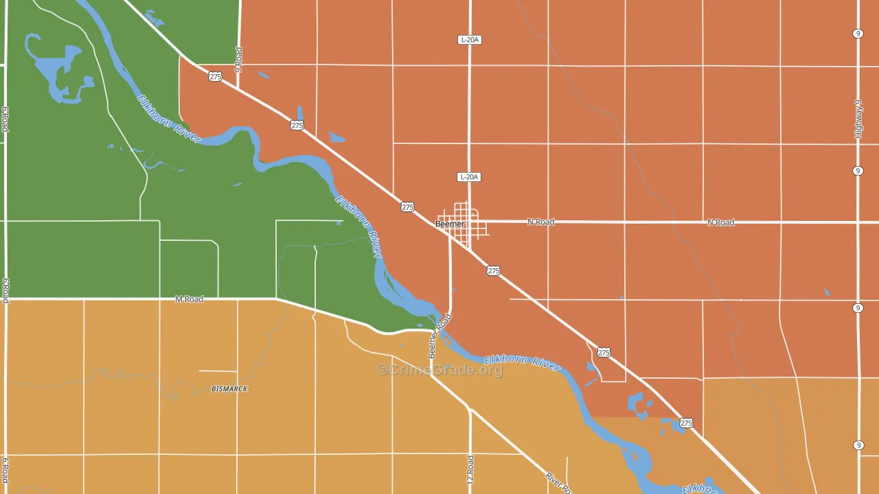 Beemer, NE Map of Burglary Rates