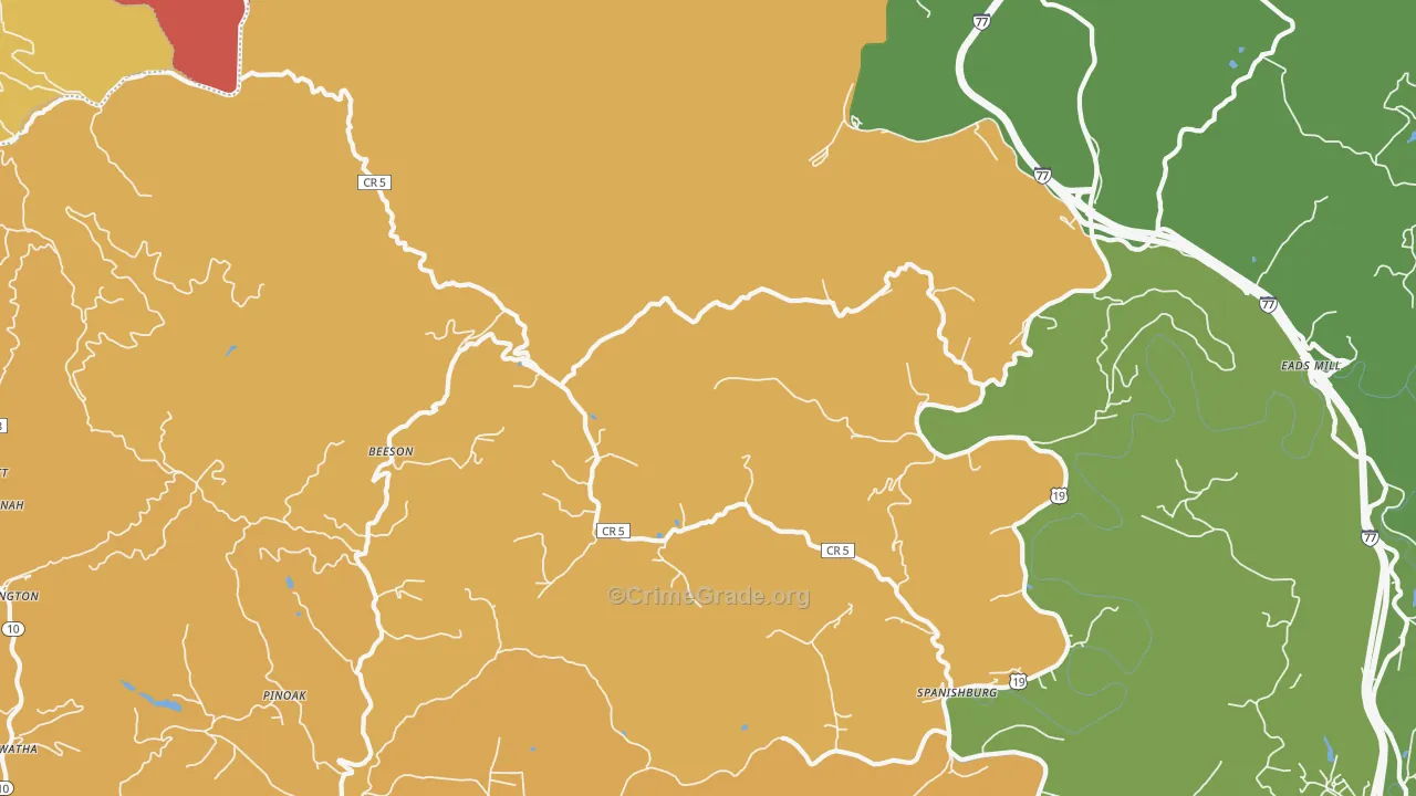 Beeson, WV Map of Burglary Rates