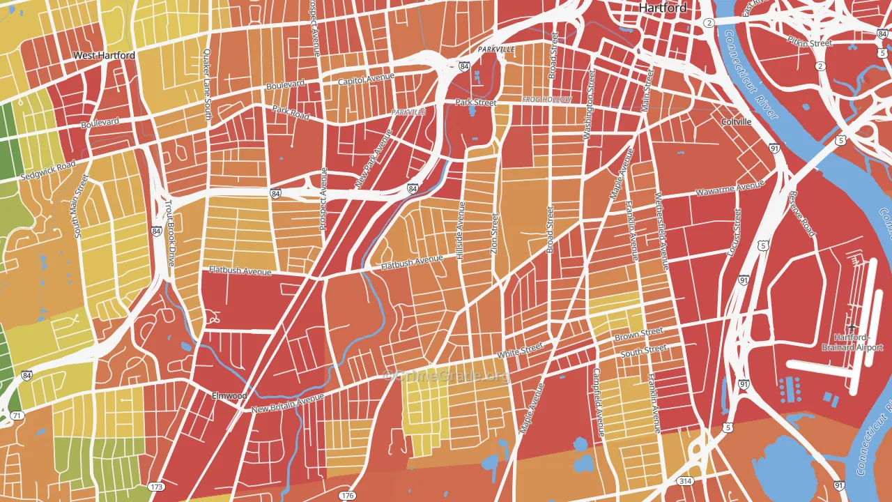 Behind The Rocks, Hartford, CT Map of Burglary Rates