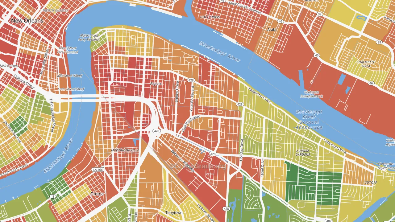 Behrman, New Orleans, LA Map of Burglary Rates