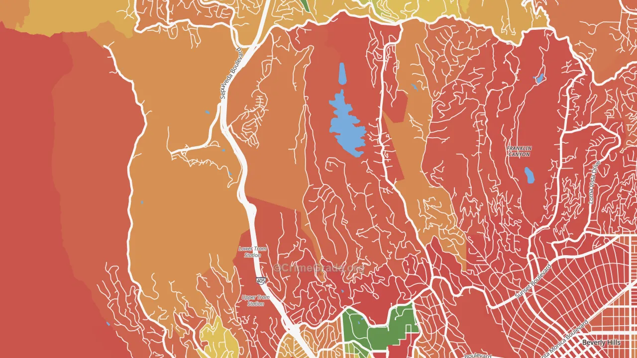 Bel Air, Los Angeles, CA Map of Burglary Rates