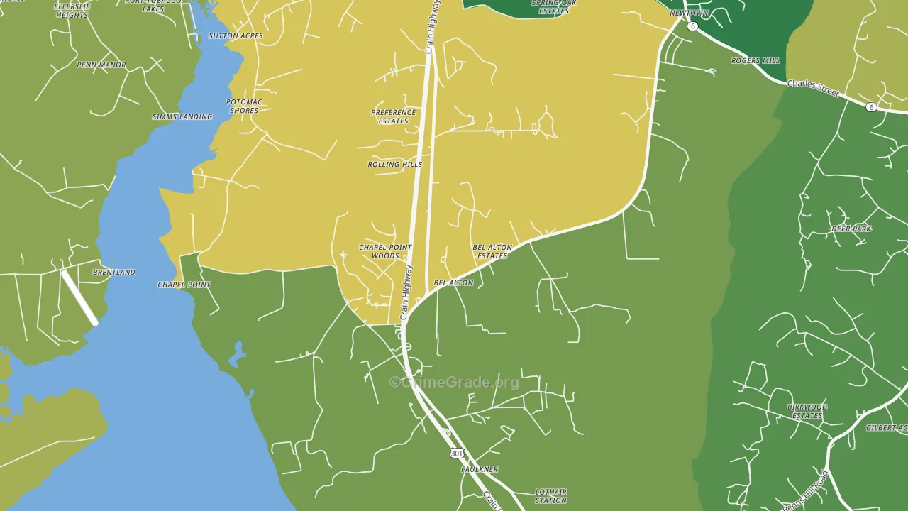 Bel Alton, MD Map of Burglary Rates