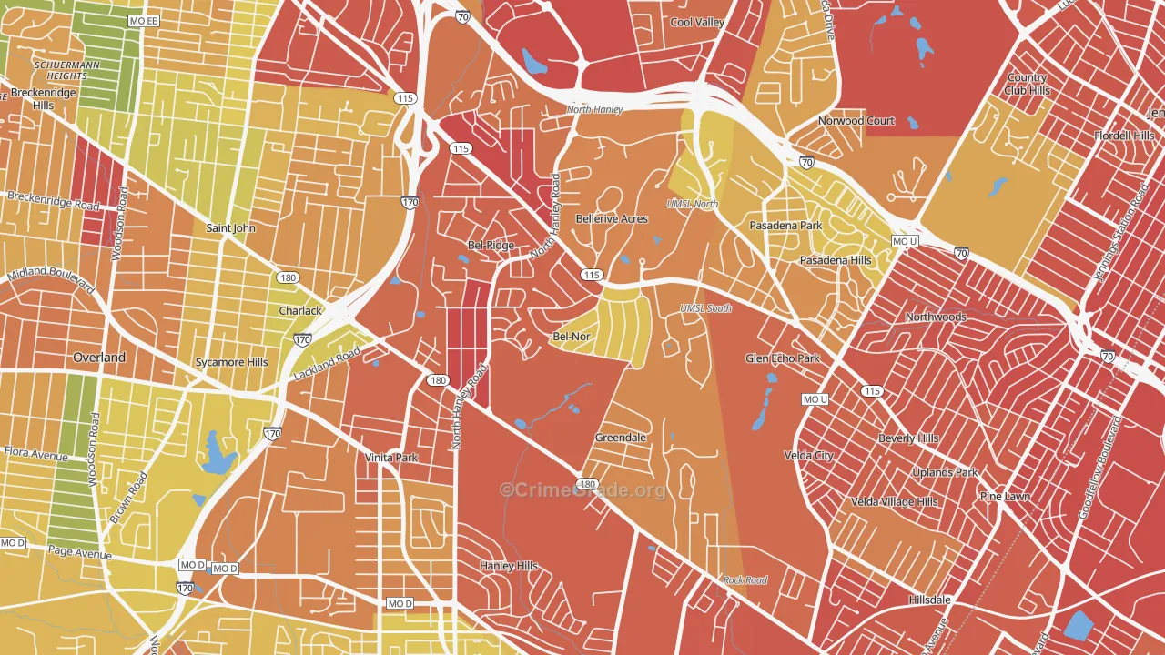 Bel-Nor, MO Map of Burglary Rates