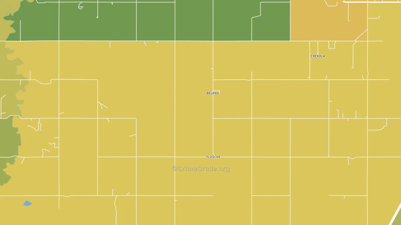 Beland, OK Map of Burglary Rates