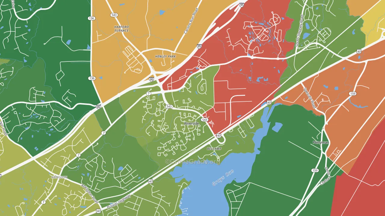 Belcamp, MD Map of Burglary Rates