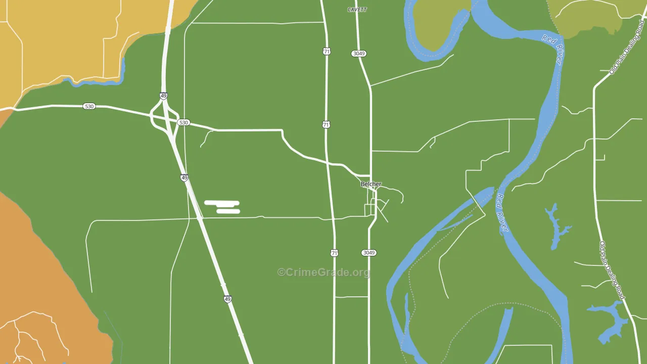 Belcher, LA Map of Burglary Rates