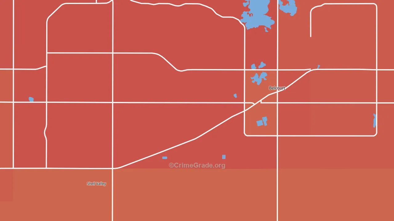Belcourt, ND Map of Burglary Rates