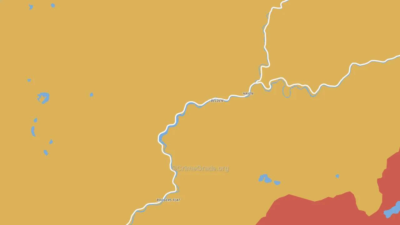 Belden, CA Map of Burglary Rates