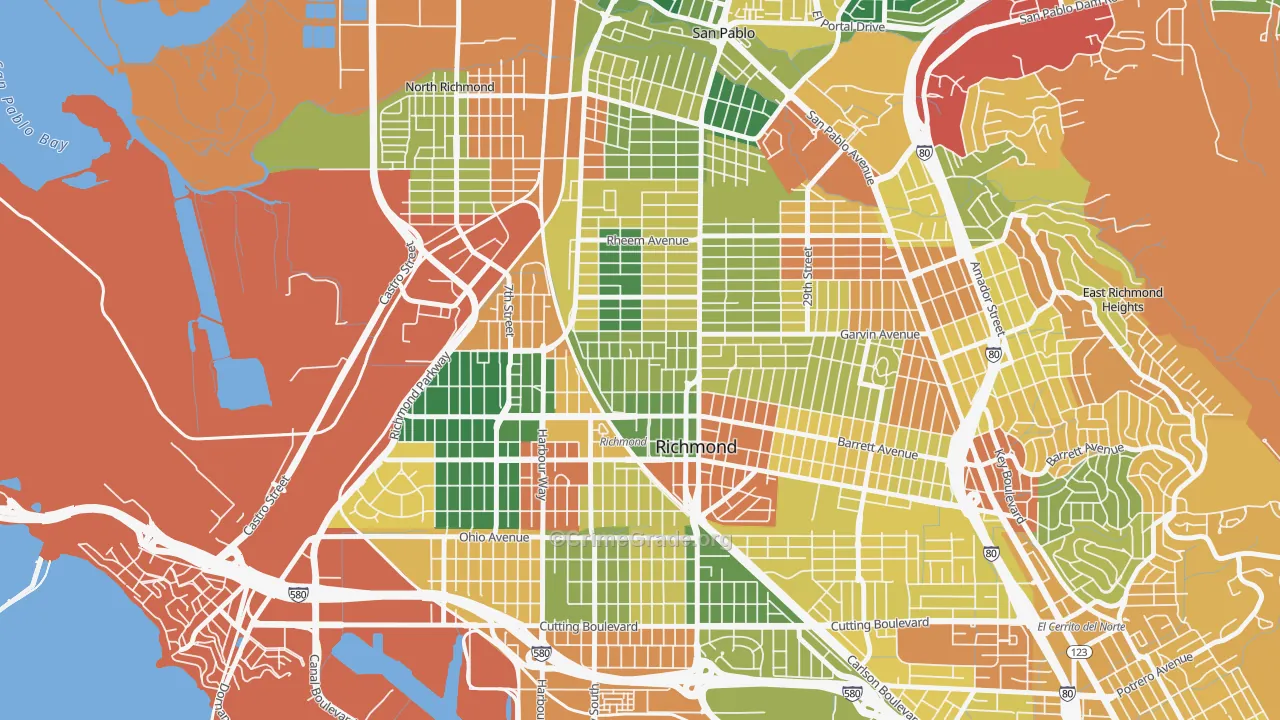 Belding Woods, Richmond, CA Map of Burglary Rates
